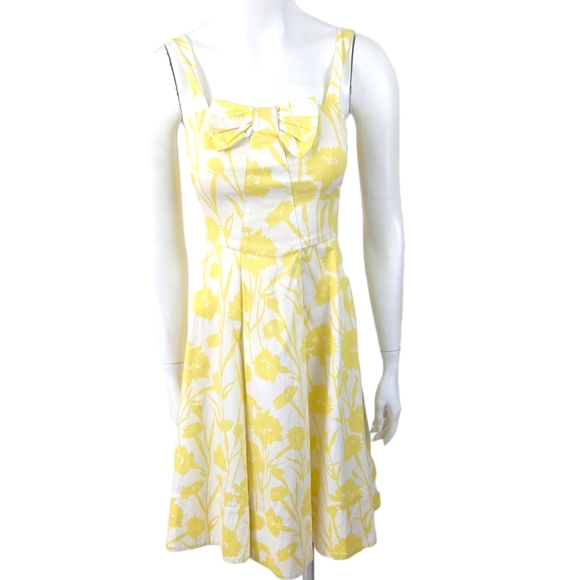 Marc Jacobs Bow Sundress Womens 2 Yellow White Sleeveless Tank Cotton - Picture 1 of 10